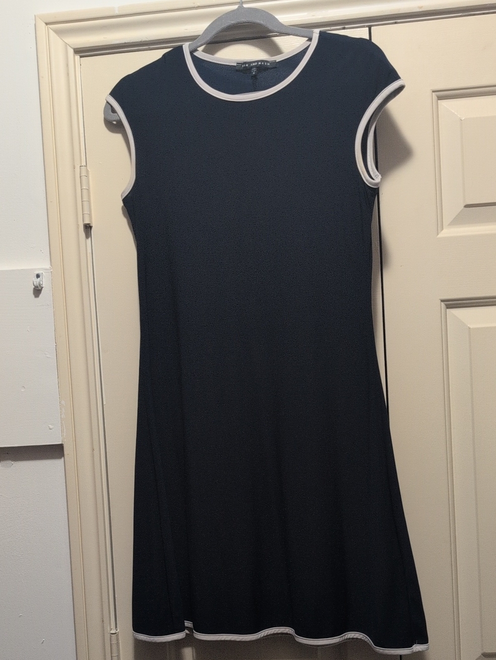 Black and White Trim Midi Dress - Simple Everyday Style